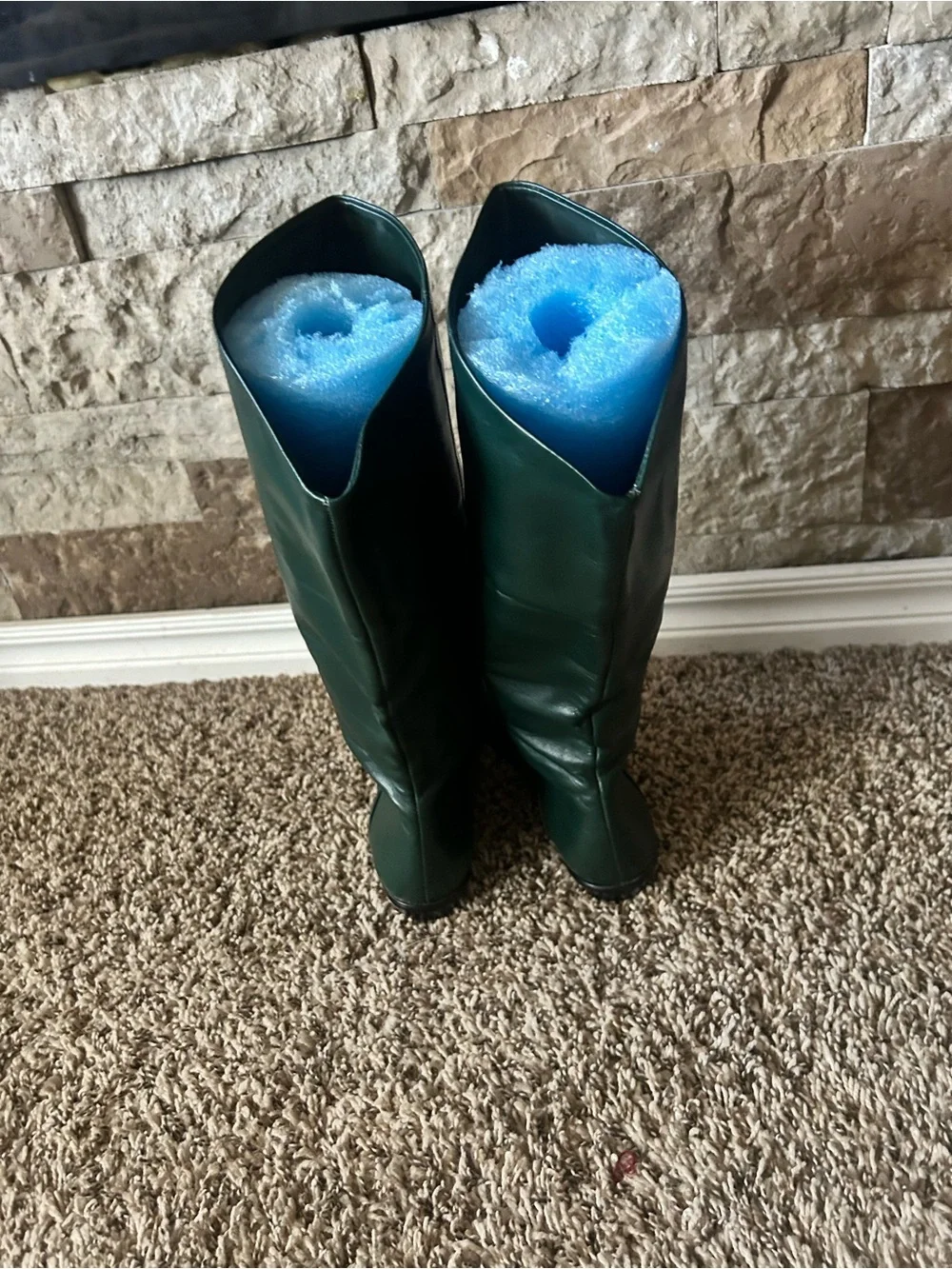 Tall Women's Knee-High Boots in Dark Green Hunter Green 80s Genuine Leather